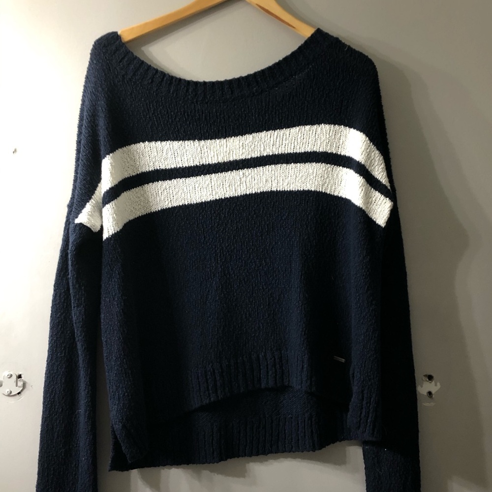 American Eagle navy with white stripes sweater
